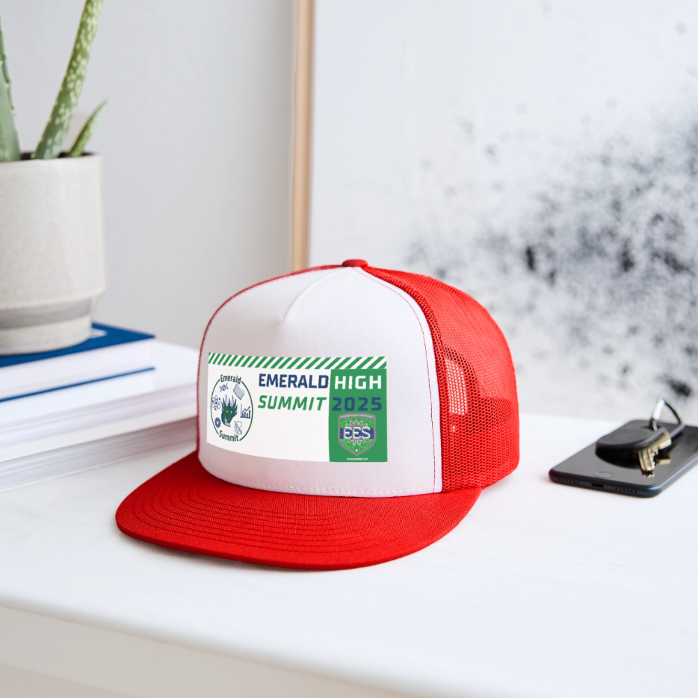Customizable Summit Trucker Hat - white/red