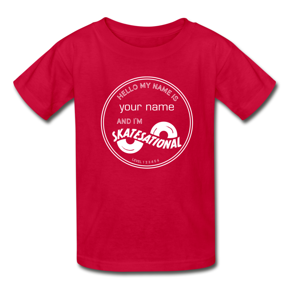 Kids Skatesational Tee Shirt - Customizable - free shipping - red