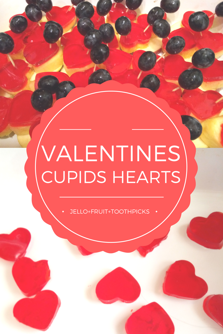 Valentine's Cupids hearts fruit plate with Jello