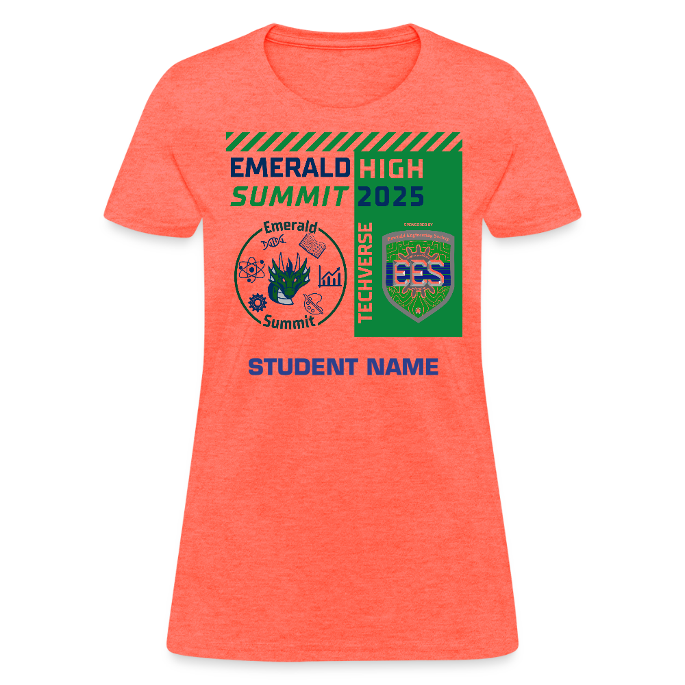 Ladie's Cut Customizable Techverse TShirt - heather coral
