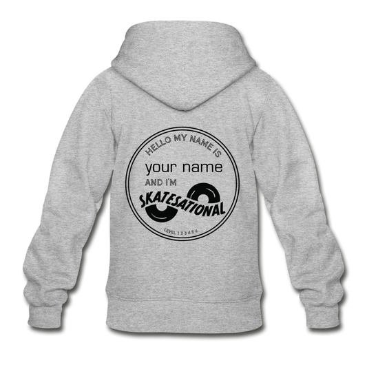 Light - customizable - Youth zip hoodie - FREE SHIPPING - heather gray