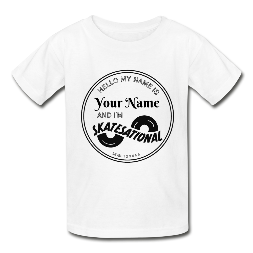 Kids Light Colored Personalized Skatesational Tee - free shipping - white