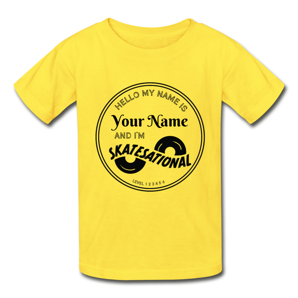 Kids Light Colored Personalized Skatesational Tee - free shipping - yellow