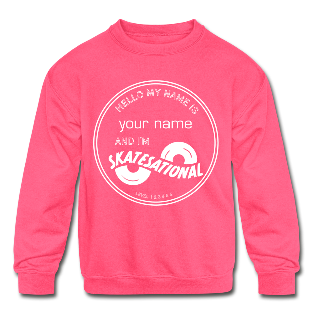 Kids' Crewneck Sweatshirt - customizable - ships free - neon pink