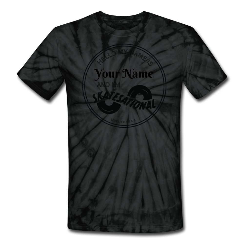 Adult size Unisex Tie Dye T-Shirt - Personalized - ships free - spider black