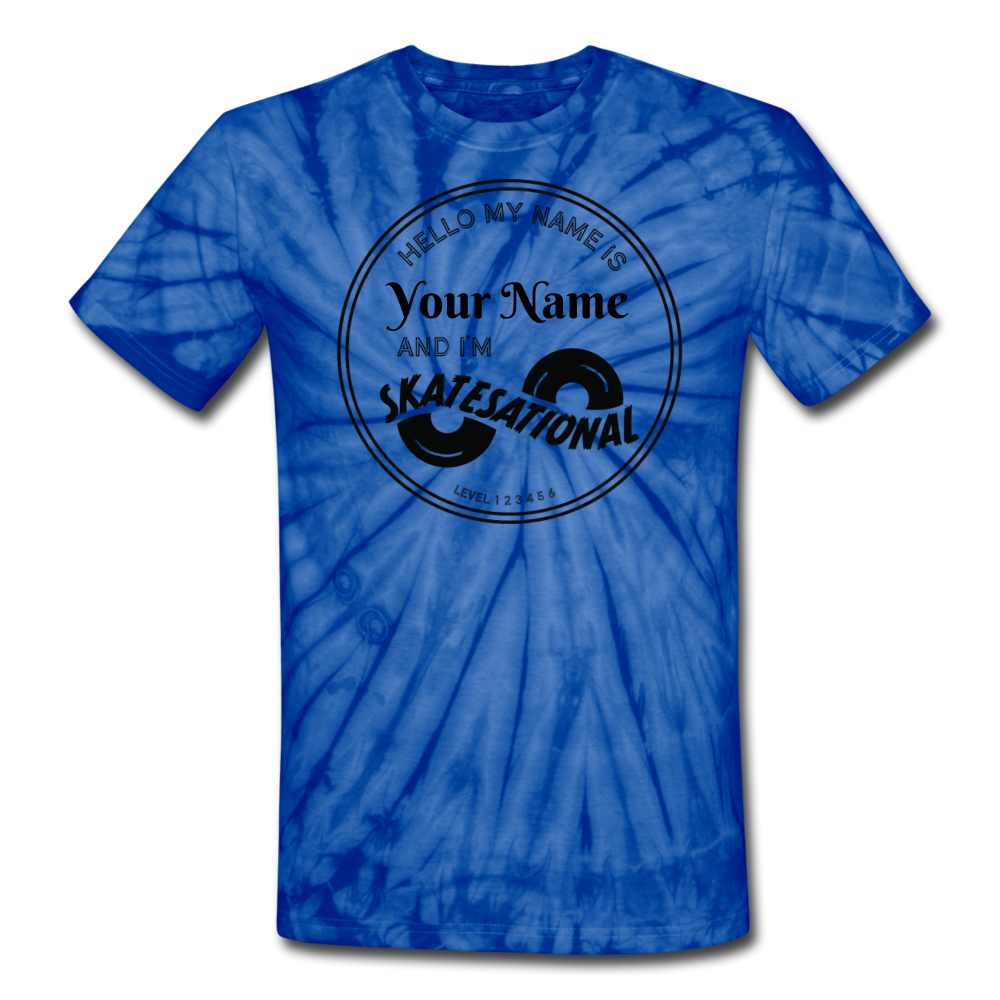 Adult size Unisex Tie Dye T-Shirt - Personalized - ships free - spider blue