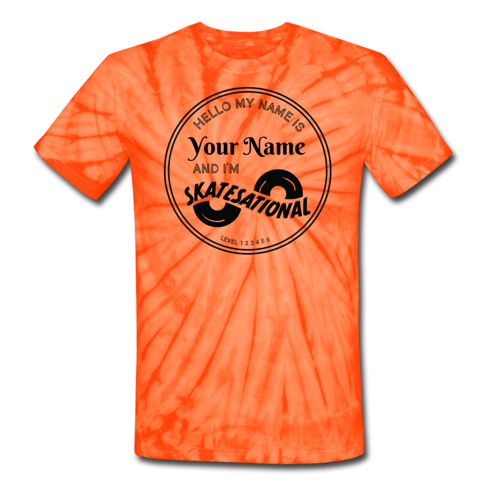 Adult size Unisex Tie Dye T-Shirt - Personalized - ships free - spider orange
