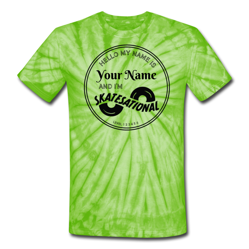 Adult size Unisex Tie Dye T-Shirt - Personalized - ships free - spider lime green