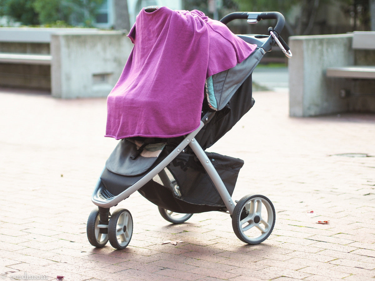 Cardimom magenta cardigan convertible nursing sweater into stroller blanket cover